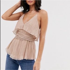 ASOS DESIGN Pleated Chiffon Plunging Wrap Camisole